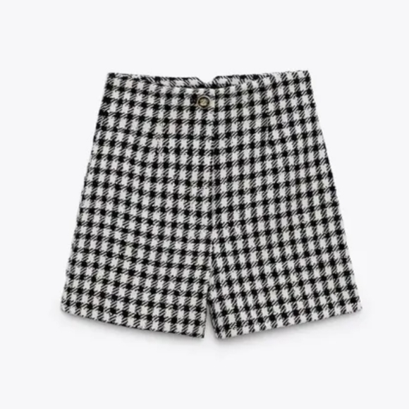 NWT Zara Houndstooth High Waist Shorts, Size M - Picture 6 of 10